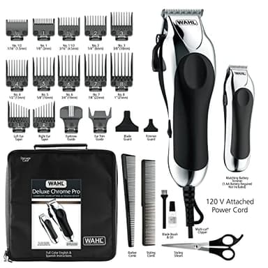 Wahl Clipper USA Deluxe Corded Chrome Pro, Complete Hair and Trimming Kit, Includes Corded Clipper, Cordless Battery Trimmer, and Styling Shears, for a Cut Every Time - Model 79524-5201M - Image 5