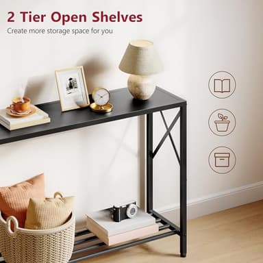 Tajsoon Console Table, 2-Tier Entryway Table, 41.8”L Narrow Sofa Tables with Shelves, Behind The Couch, for Entrance, Hallway, Living Room, Foyer, Corridor, Office, Black - Image 5