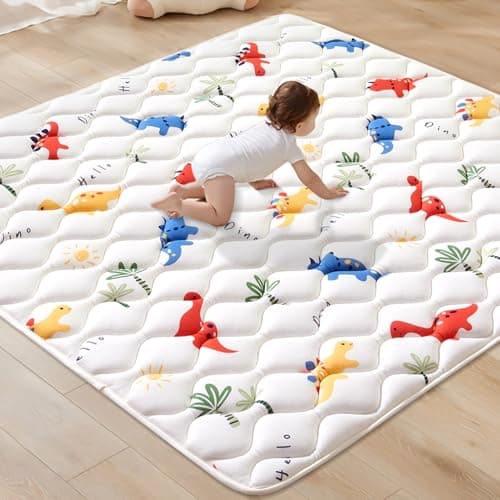 Odorless Premium Foam Baby Play Mat 50" x 50", Soft Microfiber Fabric Crawling Mat for Floor- Comfortable and Hypoallergenic, Non-Slip Cushioned Floor Playpen mat for Infants,Babies,Toddlers - Image 1