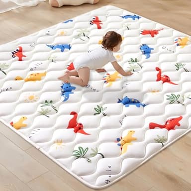 Odorless Premium Foam Baby Play Mat 50" x 50", Soft Microfiber Fabric Crawling Mat for Floor- Comfortable and Hypoallergenic, Non-Slip Cushioned Floor Playpen mat for Infants,Babies,Toddlers - Image 1