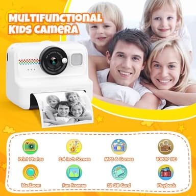 HiMont Kids Instant Print Camera, 1080P HD Kids Camera Instant Print with 3 Rolls Print Paper & 32GB Card, Ideal Kids Toys Gifts for Boys & Girls Age 3-14 (Black) - Image 2