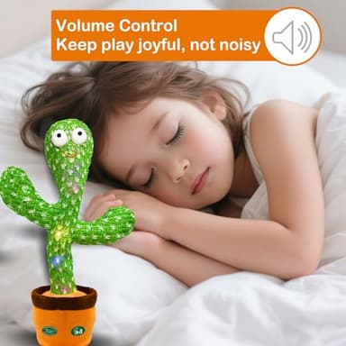 Hunfur Dancing Mimicking Talking Cactus Toy,Funny Gift for Toddler 1 2 3 Year Old Boy Girl,Singing Record Repeat What You Say Light Up Baby Infant Toys 6-12 12-18 Months (Volume Adjustment) - Image 7