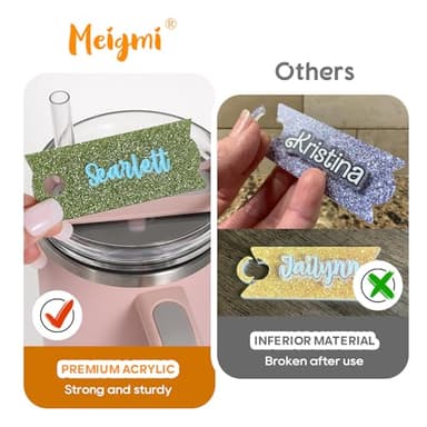 Personalized Stanley Cup Name Plate for Lids, Sparkling Name Tag for Stanley Tumbler 40 30 20 OZ, Custom Name Stanley Cup Accessories, Customize Gilttering Name Tag for Stanley Quencher H2.0 - Image 8