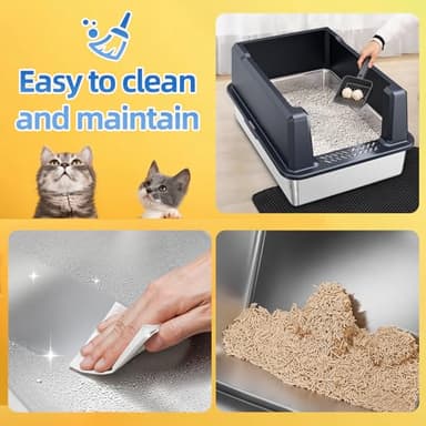 XXXL Extra Large Stainless Steel Litter Box, 28" L x 20" W x 14" H Super Large Stainless Steel Litter Box, Suitable for Large Cats and Multiple Cats, Non-Sticky, Anti-Leakage, Easy to Clean - Image 3