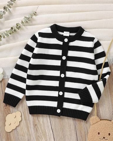 Mikrdoo Girls Sweaters 7-8 Years School Uniform Sweater Cowl Neck Button Front Outerwear Black - Image 4