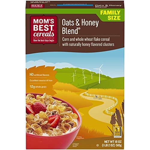 Mom's Best Oats and Honey Blend Cereal, Made with Whole Grain, Heart Healthy, No High Fructose Corn Syrup, Kosher, 18 Oz Box (Pack of 14) - Image 1