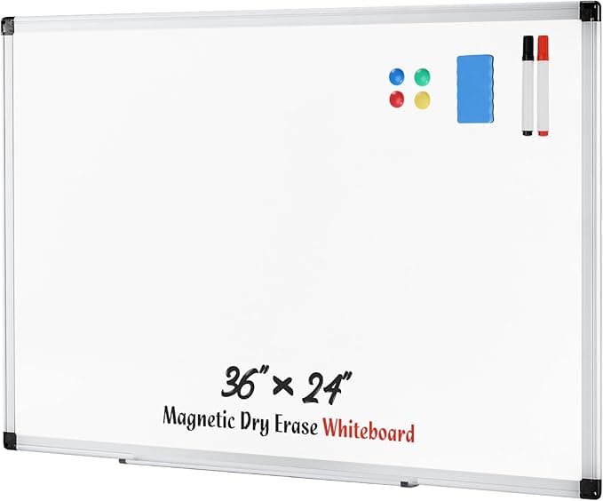 Sweetcrispy Magnetic Dry Erase Board, 36" x 24" Whiteboard for Home, School, Sliver Reinforced Aluminum Frame - Image 1