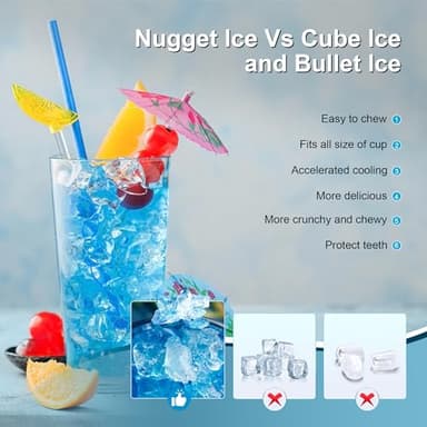 Zyerch Nugget Ice Maker, 44Lbs/24H Countertop Ice Makers, Self-Cleaning Ice Machine with 4.4 Lbs Basket, Auto Water Refill, Chewable Pebble Ice Maker for Home Kitchen Party - Image 9