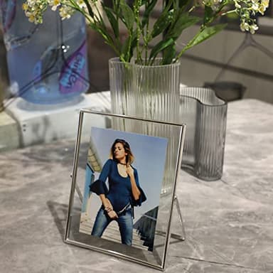 AhaGo Silver Floating Frame (8"x10", Vertical),2 Set, For Picture 7x9, 6x8, 5x7, Tabletop Shelf Photo Frames, Classy Gift For Father's Day, Wedding, Birthday - Image 5