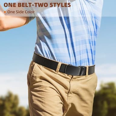 BULLIANT Men Belt-Reversible Ratchet Belt Stretchable for Gift Men Work Casual Golf 1 3/8"-Cut For Fit -2 In 1Belt(Black/Light Brown,34"-38" Waist Adjustable) - Image 3