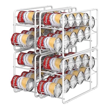 MOOACE 4 Pack Can Dispenser Rack, Stackable Can Storage Organizer Holder for Canned food Kitchen Cabinet Pantry Countertop, White - Image 6