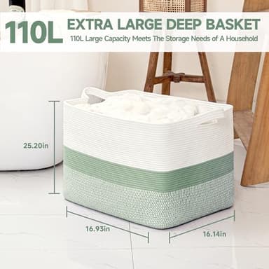 CLHMILY&Z Stylish Square Cotton Rope Storage Basket - 22x17x13.8 Inches - Perfect Nursery Storage Bin and Baby Toy Basket for Organizing Toys and Blankets - Image 5