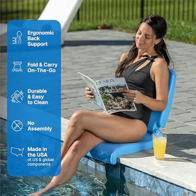 Step2 Folding Flip Seat, Lightweight Portable Outdoor Chair for Poolside, Camping, Beach, Boats, Tailgates, Durable Ground Chair with Back Support for Adults, Capri Blue - Image 5