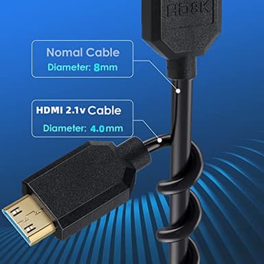Qaoquda Mini HDMI to HDMI Coiled Cable, 90 Degree Angle 8K Mini HDMI Male to HDMI Male Spring Cord 2.1V 8K@60Hz 4K@120Hz for Tablet Graphics/Video Card, Laptop, and More (1.2M/4FT) (Left Angle) - Image 7