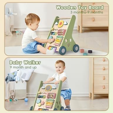 Bautia Wooden Baby Walker, Montessori Walker for Babies 6-12 Months, Push Walking Toys for 1 Year Old Learning to Walk - Image 3