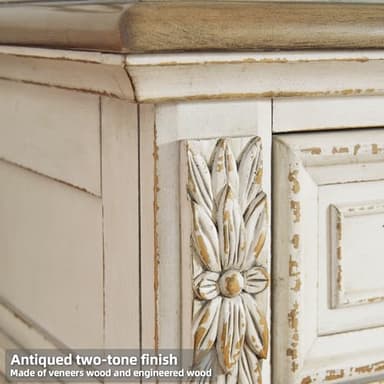 Signature Design by Ashley Realyn | French Country 7-Drawer Two-Tone Dresser – Fully Assembled, Decorative Corbels, Chipped White with Distressed Wood Top - Image 6