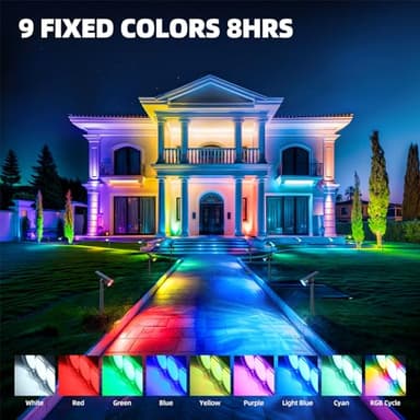 Barrina WRGB Solar Lights Outdoor, Color Changing Solar Landscape Lighting with 360° Horizontal Adjustable, RGB Solar Spotlights Outdoor for Outside, 6 Packs - Image 2