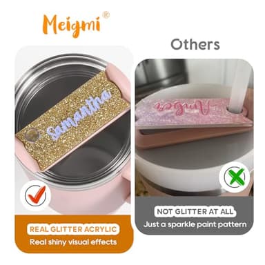 Personalized Stanley Cup Name Plate for Lids, Sparkling Name Tag for Stanley Tumbler 40 30 20 OZ, Custom Name Stanley Cup Accessories, Customize Gilttering Name Tag for Stanley Quencher H2.0 - Image 5