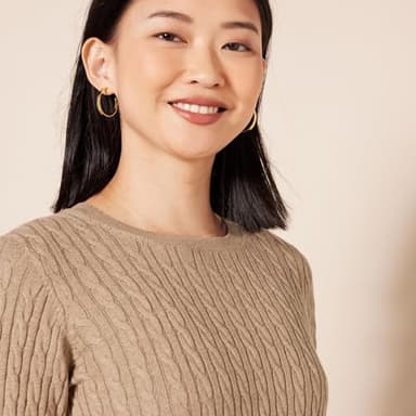 Amazon Essentials Women's Lightweight Long-Sleeve Cable Crewneck Sweater (Available in Plus Size), Camel Heather, XX-Large - Image 4