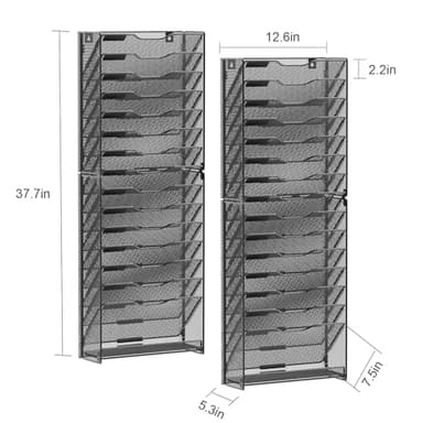 samstar 2 Pack 16 Tier Wall File Organizer Hanging Wall File Holder Wall Mount Paper Folder Organizer, Magazine Rack, Pack of 2 - Image 2