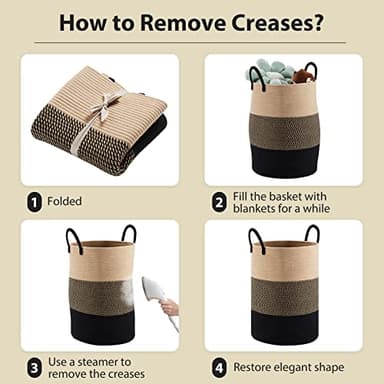 Fiona's magic 72L Large Woven Laundry Hamper, Tall Cotton Rope Storage Basket, Jute Baby Nursery Hamper for Blankets, Toys and Clothes in Bedroom and Living Room Organizing, Brown & Black - Image 6