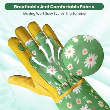 Velway Long Gardening Gloves for Women - Thorn Proof & Rose Pruning Forearm Protection Garden Gloves - Breathable Leather Long Garden Gloves Gifts & Tools for Gardener Yard Work Medium - Image 5