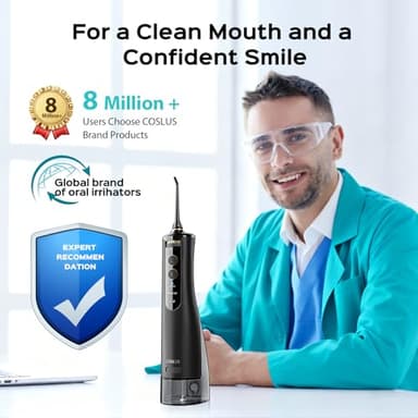 COSLUS Portable Water Flosser for Teeth: 10 Pressure Settings Professional Water Dental Pick for Orthodontic, Braces & Sensitive Gums - Cordless for Travel Use, for Adults Teens, BPA-Free, E40 - Image 4