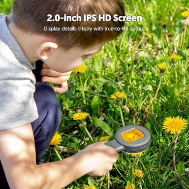 Microscope for Kids, Pocket Microscope for Toddlers, Adults Portable 100X Illuminated Jewelers Loupe, Handheld Coin Magnifier for Collectors, Educational Science Kit Toys with 2" Screen 8GB SD Card - Image 2