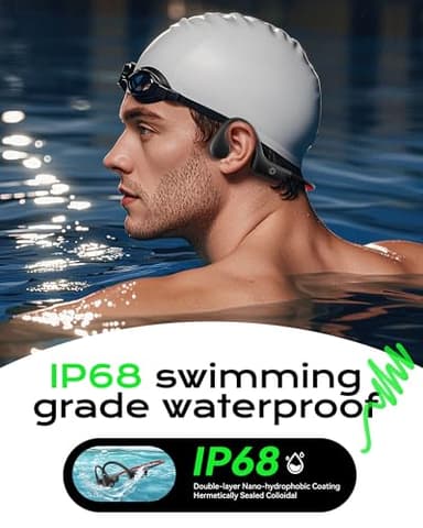 DEMICEA Open Ear Sport Headphones, Wireless Bone Conduction Earphones, Built-in 32GB MP3,with Mic, IP68, Sweat & Water Resistant, Up to 8 Hours Battery, Bluetooth 5.3, for Running, Workouts, Swimming - Image 2
