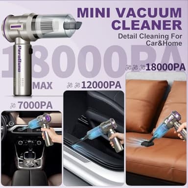 PeroBuno Electric Air Duster, Mini Vacuum Cleaner Cordless, 2-in-1, 200000RPM, 35mins Runtime, Rechargeable Outdoor Blower with 3 Gear for Car Computer Keyboard Cleaning - Image 3