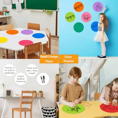 Colorful Dry Erase Dots Circles Whiteboard Marker Removable Stickers Spots Wall Decals for School Classroom Teachers Students Table & Desk, 8 Pack - Image 5