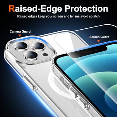 Temdan for iPhone 12& iPhone 12 Pro Case Clear with Screen Protector, Compatible with Magsafe, Anti-Yellowing, Military-Grade Protection, Shockproof Slim Magnetic Phone Case Cover, Transparent - Image 5