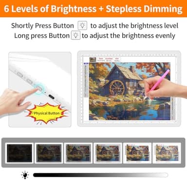 TOHETO Rechargeable A4 Light Pad for Diamond Painting, Ultra Bright Tracing Light Box for Drawing, Wireless Lightbox for Tracing and Drawing, Cordless Diamond Art Light Board for Sketching (White) - Image 5