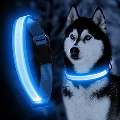 YFbrite Ultra Light Adjustable LED Dog Collar, Light up Dog Collars Rechargeable Glowing in The Dark Collars Visiblity & Safety for Small, Medium, Large Dogs (Blue, Large) - Image 8