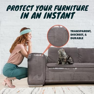 FixZilla Anti Cat Scratch Furniture Protector, 10-Pack Couch Protector from Cat Claws - Heavy-Duty, Easy-to-Apply Scratching Deterrent and Shield for Sofa Corners, Walls, Doors- with 50 Twist Pins - Image 4