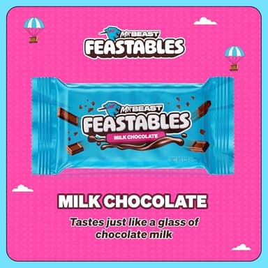 Feastables MrBeast Milk Chocolate Chocolate Bar, Full Size Bar for Adults & Kids, Candy Bars for Halloween Candy, Snacks, Gifts, or Dessert, Sweet & Creamy Fairtrade Cocoa, 1.24 Oz Each, 24 Count - Image 3