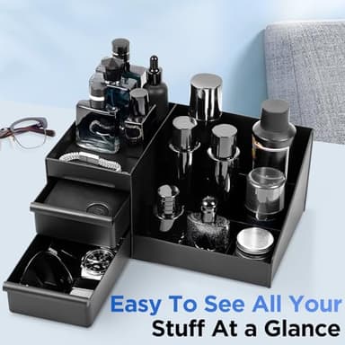 EXIN DECHEN Countertop Cologne Stand Shelves, Organizador de Perfumes, Estante para Perfumes, Dresser Organizer, Bedroom Essentials, Gifts for Men, Black - Image 4