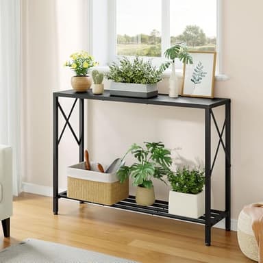 Tajsoon Console Table, 2-Tier Entryway Table, 41.8”L Narrow Sofa Tables with Shelves, Behind The Couch, for Entrance, Hallway, Living Room, Foyer, Corridor, Office, Black - Image 8