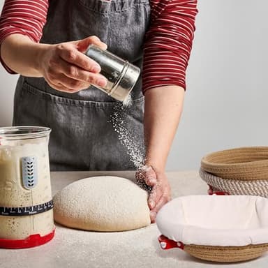 KneadAce Cotton Rope Banneton Bread Proofing Basket Set, 2 x Round Bread Basket with Liners & Covers for Artisan Bread Baking, Sourdough Bread Baking Supplies - Image 3