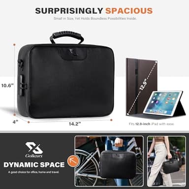 Golkcurx Fireproof Document Box, Multi-Layer Fireproof Important Document Organizer with Lock, File Storage CaseShoulder Strap, Waterproof Document Safe Portable Travel Home Organizer Bag (Black) - Image 3