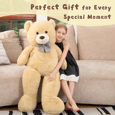 MorisMos Bow Tie Giant Teddy Bear 4 Feet, 47inch Stuffed Animal Big Teddy Bear Plush, Classic Girlfriend Boyfriend Gift, Brown - Image 4