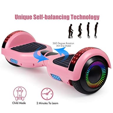 LIEAGLE Hoverboard, 6.5" Self Balancing Scooter Hover Board with Many Certified Wheels LED Lights for Kids Adults(A02 Pink) - Image 2