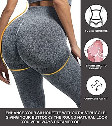 CHRLEISURE 3 Piece Workout Leggings Sets for Women, Gym Scrunch Butt Butt Lifting Seamless Leggings (Black, DGray, Burgundy, S) - Image 3