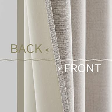 MIULEE 100% Blackout Linen Textured Curtains for Bedroom Solid Thermal Insulated Ivory Grommet Room Darkening Curtains & Drapes Luxury Decor for Living Room Nursery 52 x 96 Inch (2 Panels) - Image 6