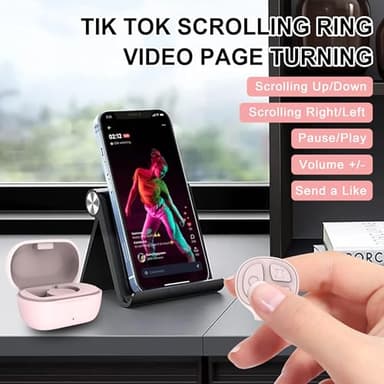Vekesen Tiktok Scrolling Ring for iPhone, Bluetooth Camera Remote Control, Remote Control for TIK Tok Scrolling Ring for iPhone, Android (Baby Pink) - Image 2