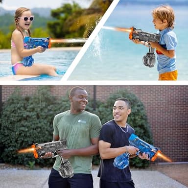 Funwee 2025 New Upgrade 2 Pack Electric Water Guns for Adult Kid, Light Up Strongest Full Auto Watergun High Capacity 500+ Water Blaster, Long Range Powerful Water Squirt Gun, Outdoor Pool Water Toy - Image 6