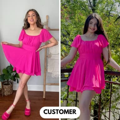 EXLURA Women's 2024 Summer Ruffle Short Sleeve Tie Back Romper Dress Square Neck A Line Cute Dressy Short Jumpsuits - Image 3