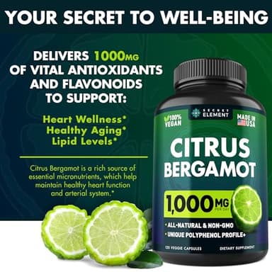 Citrus Bergamot Extract 1000mg - Citrus Bergamot Supplement for Heart, Immune System Support, and Healthy Aging - Pure, Vegan Bergamot Capsules - Image 2