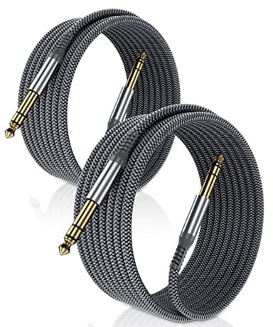 Elebase 1/4 Inch TRS Instrument Guitar Cable 10ft 2Pack,Straight 6.35mm Guitar Bass AMP Cord,Quarter Inch 6.3mm Male Jack Stereo Audio Balanced Line for Electric Guitar,Bass,Keyboard,Amplifier,Speaker - Image 1