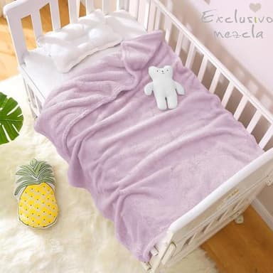 Exclusivo Mezcla Plush Fuzzy Fleece Throw Blanket, Super Soft, Fluffy and Warm Blankets for Couch, Bed, All Season Use (40x50 Inches, Light Purple) - Image 2